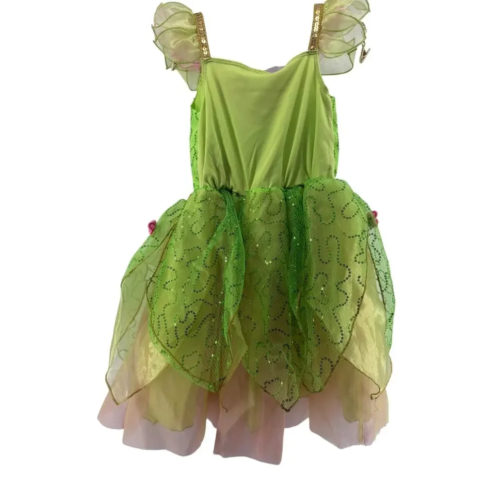 Disney Tinkerbell Costume Dress Light Up Wings and Slippers Play 5/6